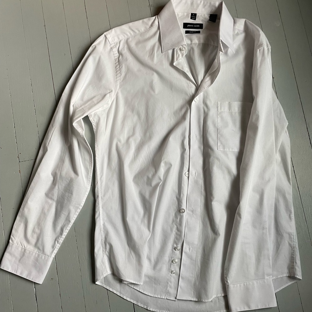 Slim fit white Pierre Cardin dress shirt
